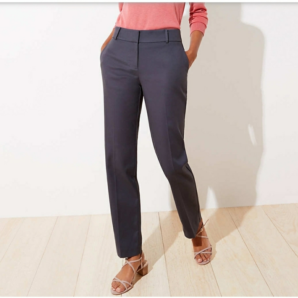 NWT LOFT straight leg pants. Sz 8. Coastal gray.